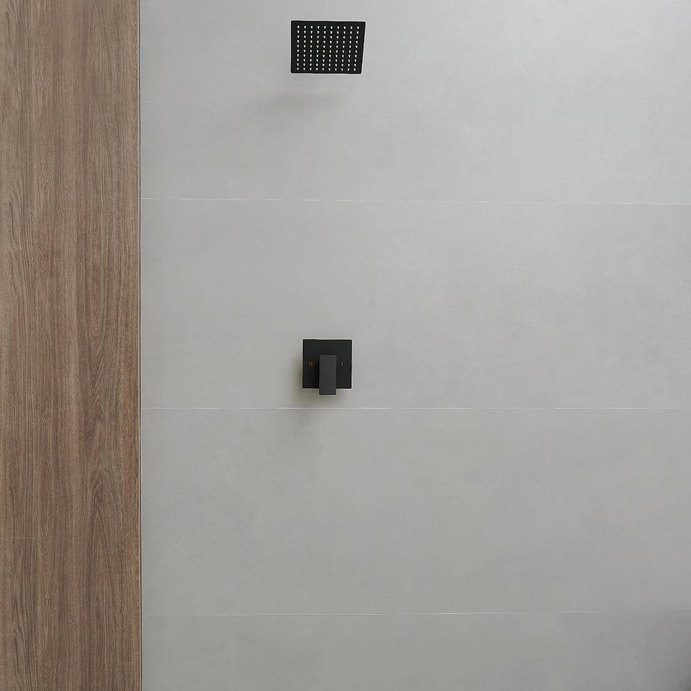 Matte Black Stainless Steel Square Rain Shower Faucet Set