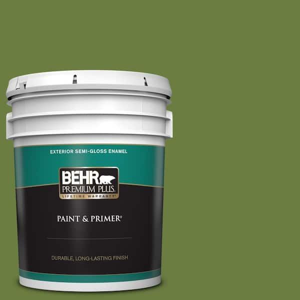 BEHR PREMIUM PLUS 5 gal. #M350-7 Healing Plant Semi-Gloss Enamel Exterior Paint & Primer