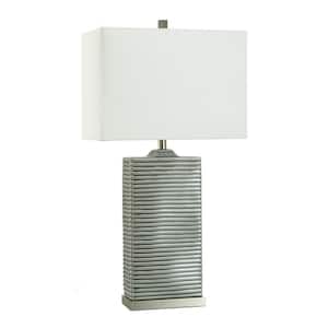 Choi Table Lamp 32.75 in. Silver Candlestick Task And Reading Table Lamp for Living Room with White Cotton Shade