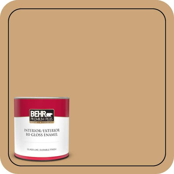 BEHR PREMIUM PLUS 1 qt. Home Decorators Collection #HDC-AC-13 Butter Nut Hi-Gloss Enamel Interior/Exterior Paint & Primer
