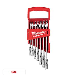 144-Position Flex-Head Ratcheting Combination Wrench Set SAE (7-Piece)