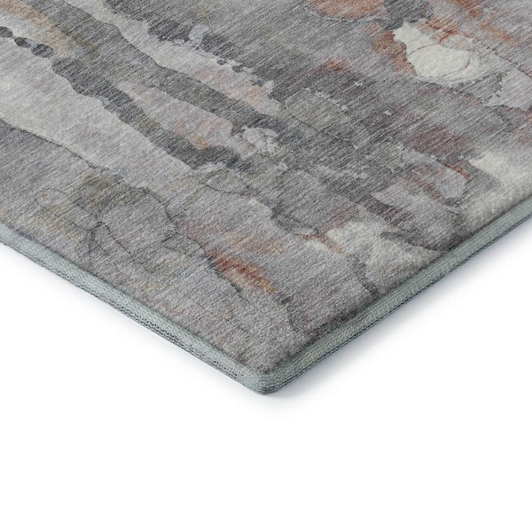 Mayfield Premium Machine Washable Abstract AMF2120 Copper 2 ft. x 7 ft. Runner Rug