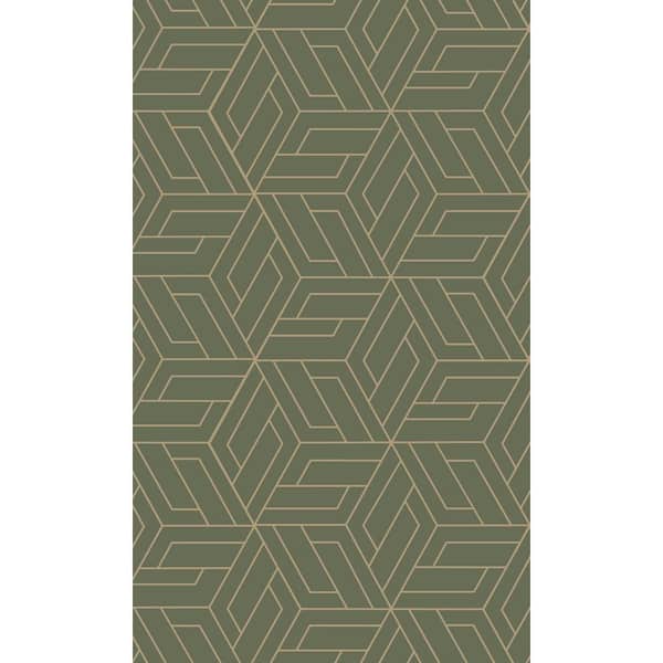 Walls Republic Moss Green Abstract Geometric Interlink Printed Non-Woven Non-Pasted Textured Wallpaper 57 sq. ft.