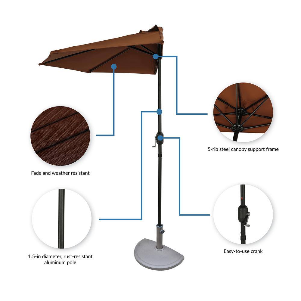 Lanai 9-ft Brown Polyester Half Patio Umbrella
