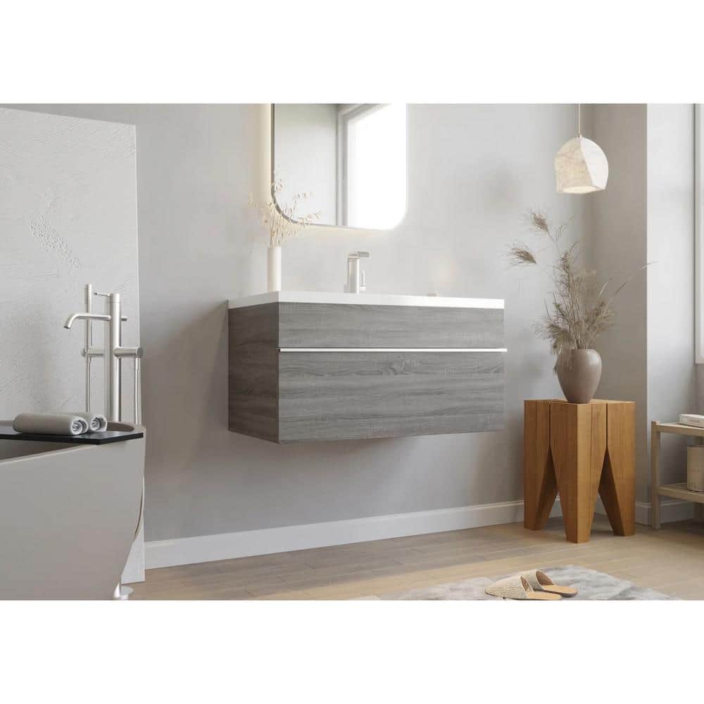 Arlie 30'' Brown Wall-Mount Single Sink Vanity