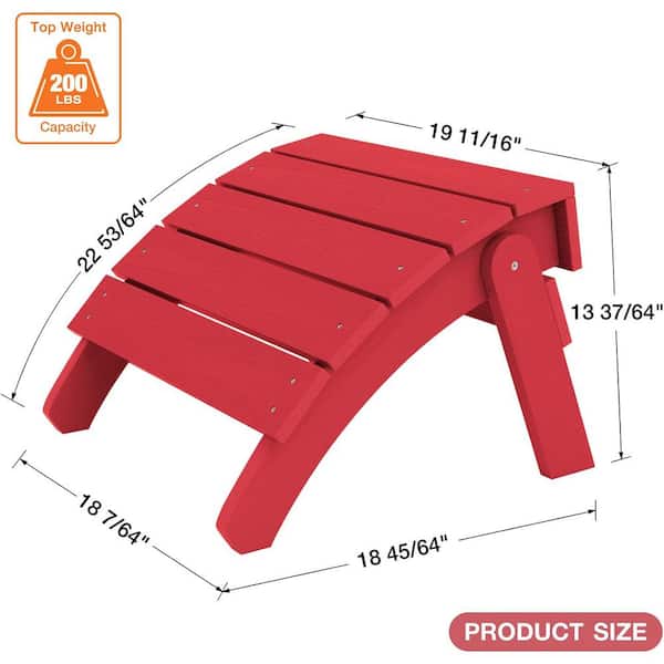 Red Plastic Classic Outdoor Folding Adirondack Ottoman