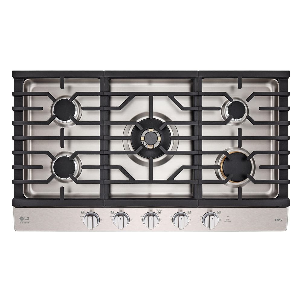 LG STUDIO 36 in. Gas Cooktop in Stainless Steel with 5-Burners including UltraHeat Dual Burner, Silver