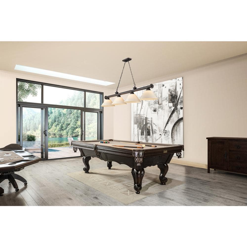 Annaleisa Traditional Bronze 4-Light Billiard Pendant with White Shades
