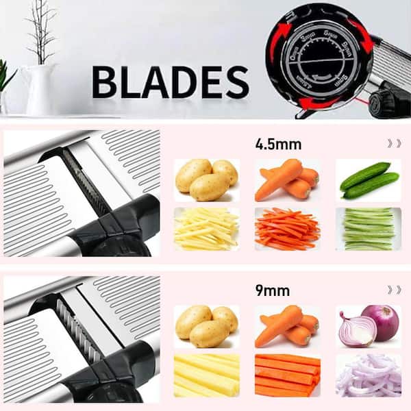 Stainless Steel Adjustable Mandoline Slicer with Cut-Resistant