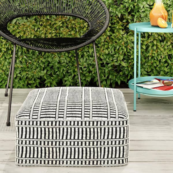 Bowen Indoor/Outdoor Woven Pouf Ottoman