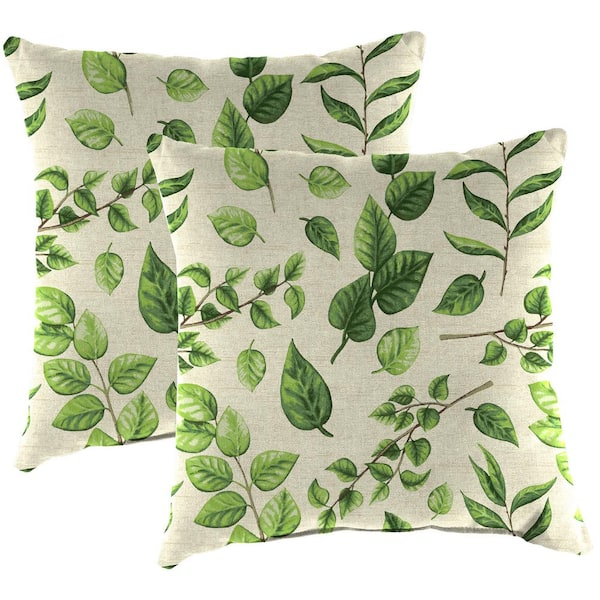 Jordan Manufacturing 22 in. L x 22 in. W x 8 in. T Square Outdoor Throw Pillow in Natik Aloe (2-Pack)