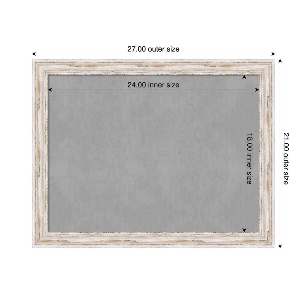 Alexandria White Wash Narrow Framed Grey Magnetic Board 24x18