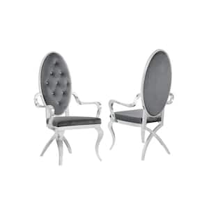 Ted Dark Gray Velvet Arm Chairs (Set of 2)