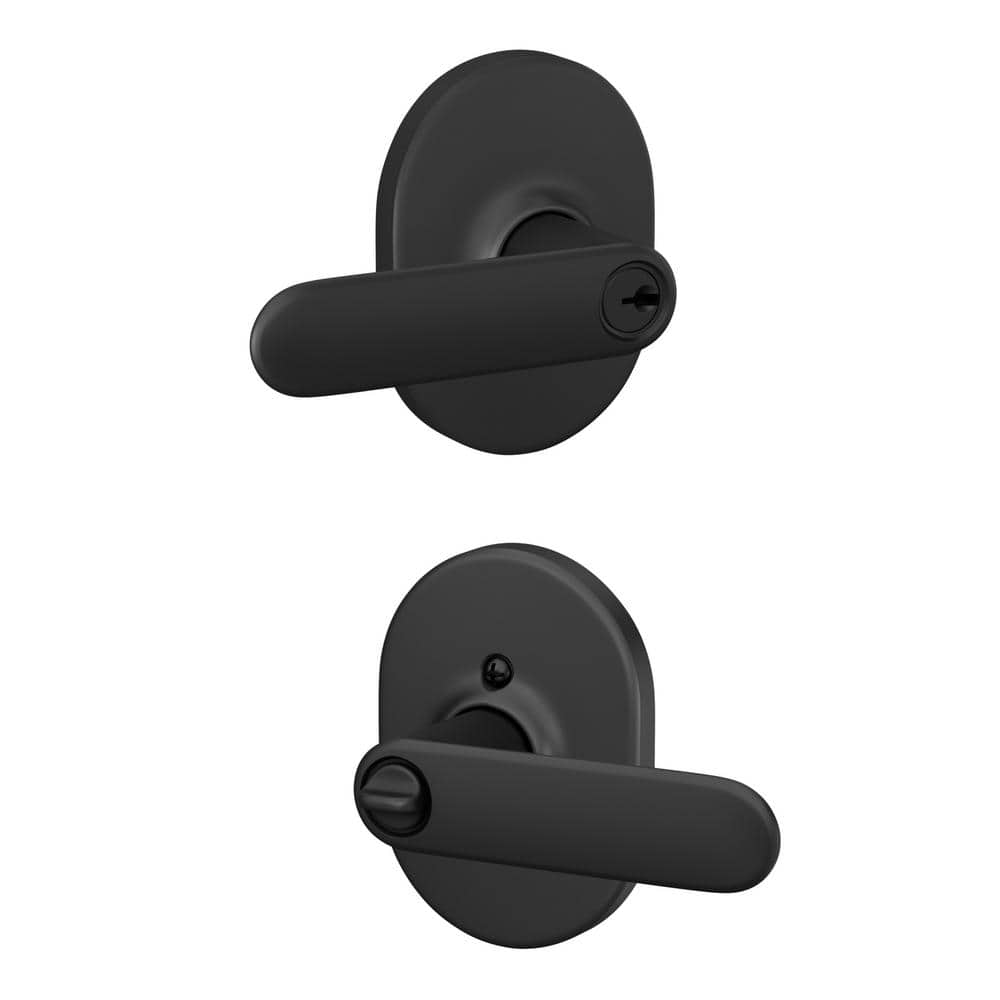 Schlage Davlin Matte Black Keyed Entry Door Lever with Remsen Trim