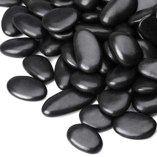 Small Balck Rocks 38 lbs. Black River Rocks, Pebbles Polished Gravel, Decorative Garden ...