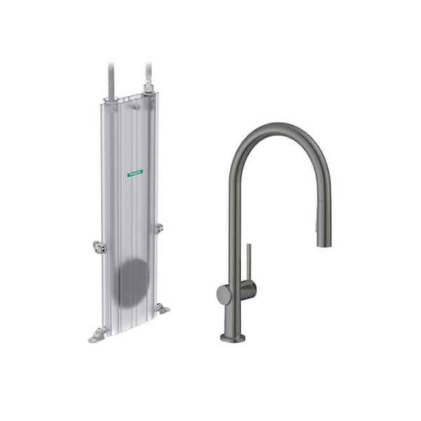 Hansgrohe Talis N  Single-Handle Pull Down Sprayer Kitchen Faucet with QuickClean in Brushed Black Chrome