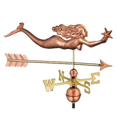 Mermaid with Starfish and Arrow Weathervane-Pure Copper