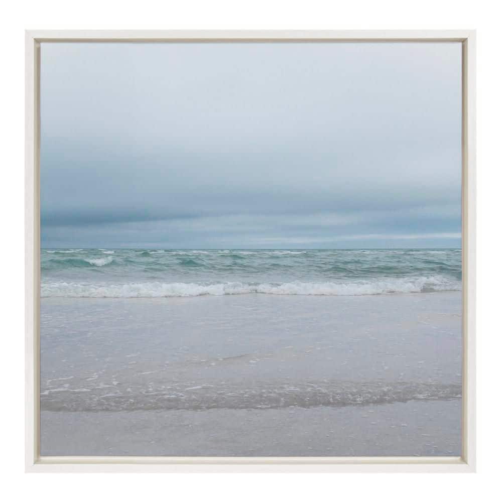 22" x 22" White Coastal Ocean Landscape Canvas Print