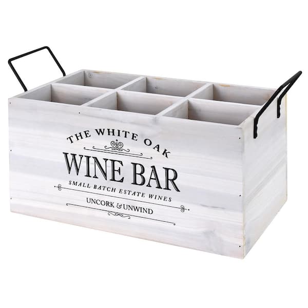 American Art Decor The Wine Bar MDF Crate 6-Bottle Holder, Rustic ...