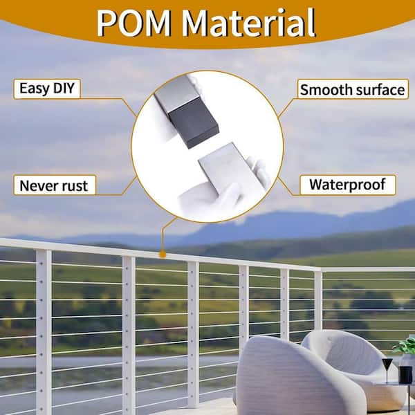 Hidden Railing Connectors 2-Pack Black POM Handrail Connectors - Hidden Cable Railing Hardware ...