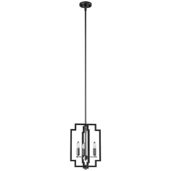 Maxax Hartford 3-Light Black Chandelier with Wrought Iron Maxax Hartford 3-Light Black Chandelier with Wrought Iron
