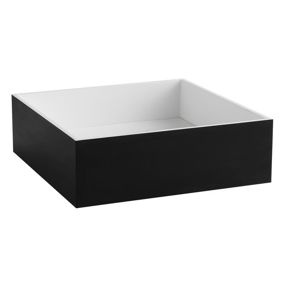 Black and White Square Resin Sink with Concealed Drain