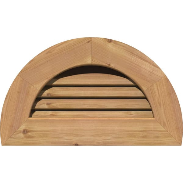 Ekena Millwork 17 in. x 11 in. Half Round Unfinished Smooth Western Red Cedar Wood Paintable Gable Louver Vent