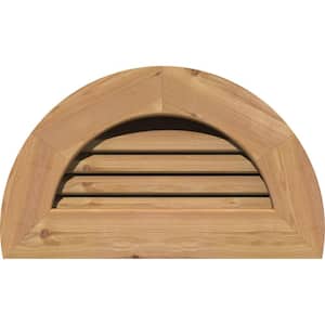 17 in. x 17 in. Half Round Unfinished Smooth Western Red Cedar Wood Paintable Gable Louver Vent