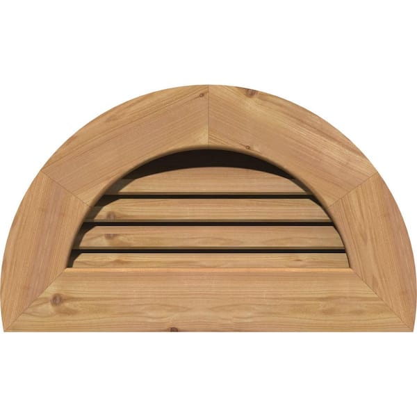 Ekena Millwork 17 in. x 17 in. Half Round Unfinished Smooth Western Red Cedar Wood Paintable Gable Louver Vent