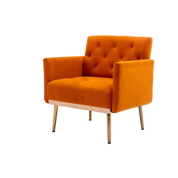 Spaco Orange Velvet Leisure Single Sofa Chair with Rose Golden Feet (Set of 1)