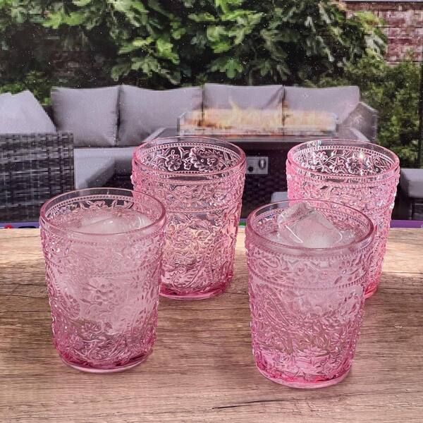 SANFANGIE 13 oz. Acrylic Pink Drinking Glasses(Set of 4) HD-DW83-E - The  Home Depot