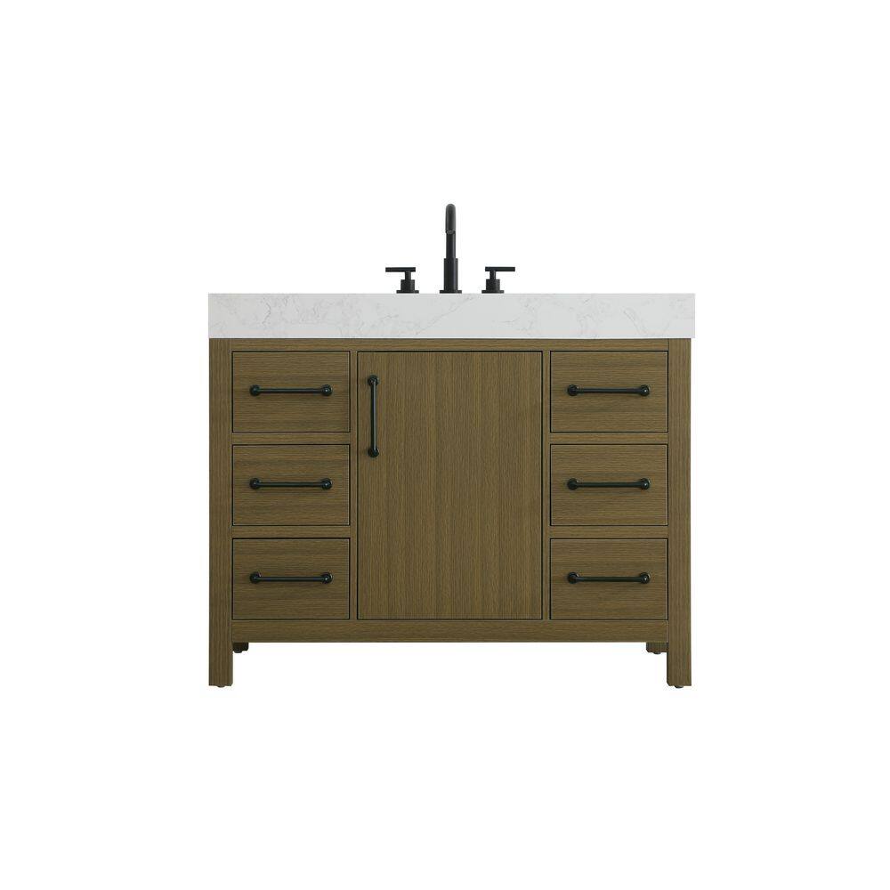 42 in. Single Sink Chestnut Brown Bath Vanity with White Engineered Marble Top price history on PriceWatchPro