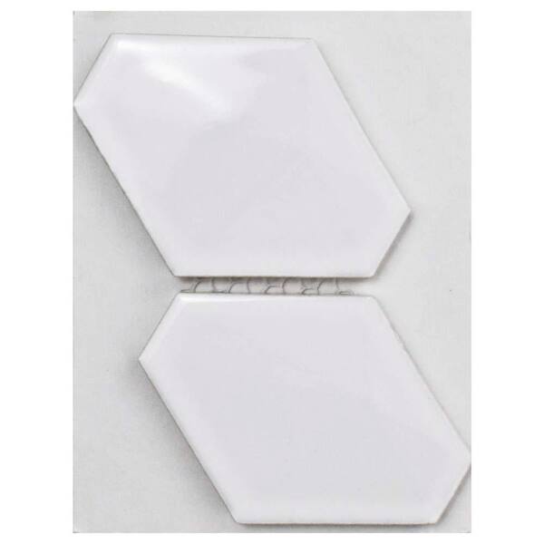 Merola Tile Prism Glossy White Porcelain Mosaic Tile - 3 in. x 4 in. Tile Sample