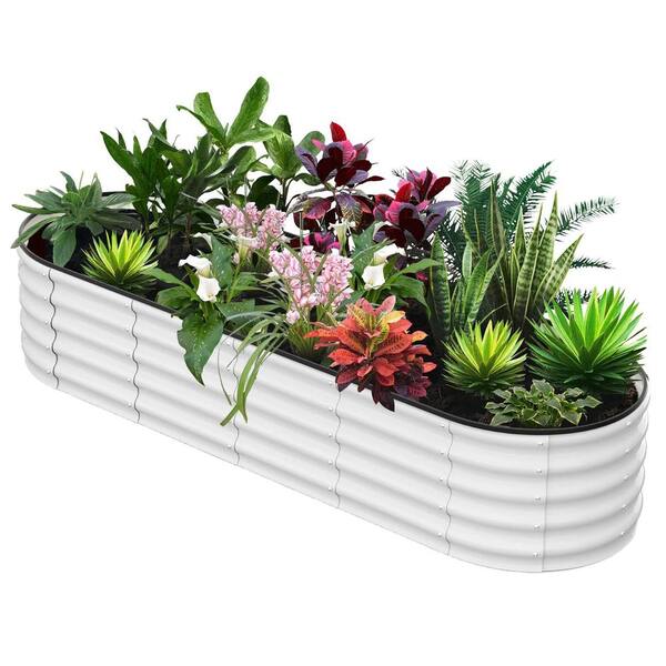 Garvee 8'x2'x1. 5' Galvanized Oval Raised Garden Beds Open Base, Tool ...