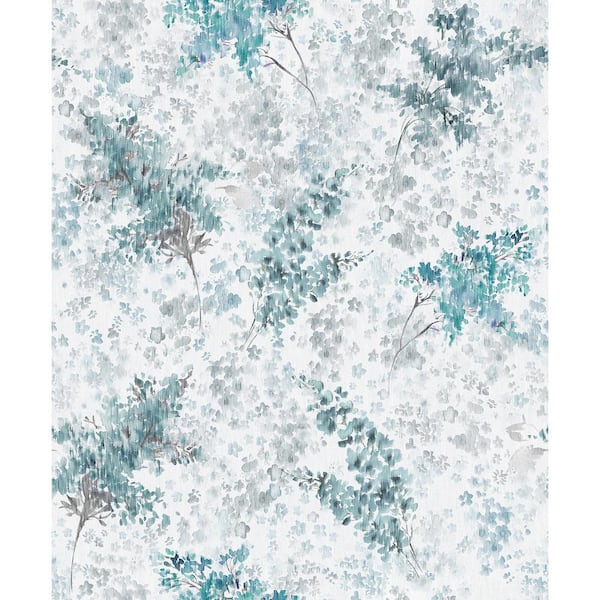 Unbranded Flora Collection Green Soft Floral Foliage Matte Finish Non-Pasted Vinyl on Non-Woven Wallpaper Sample
