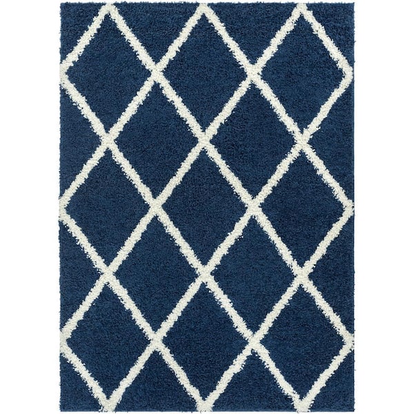 Madison Shag Cole Modern Tribal Blue 7 ft. 10 in. x 9 ft. 10 in. Thick Soft Area Rug