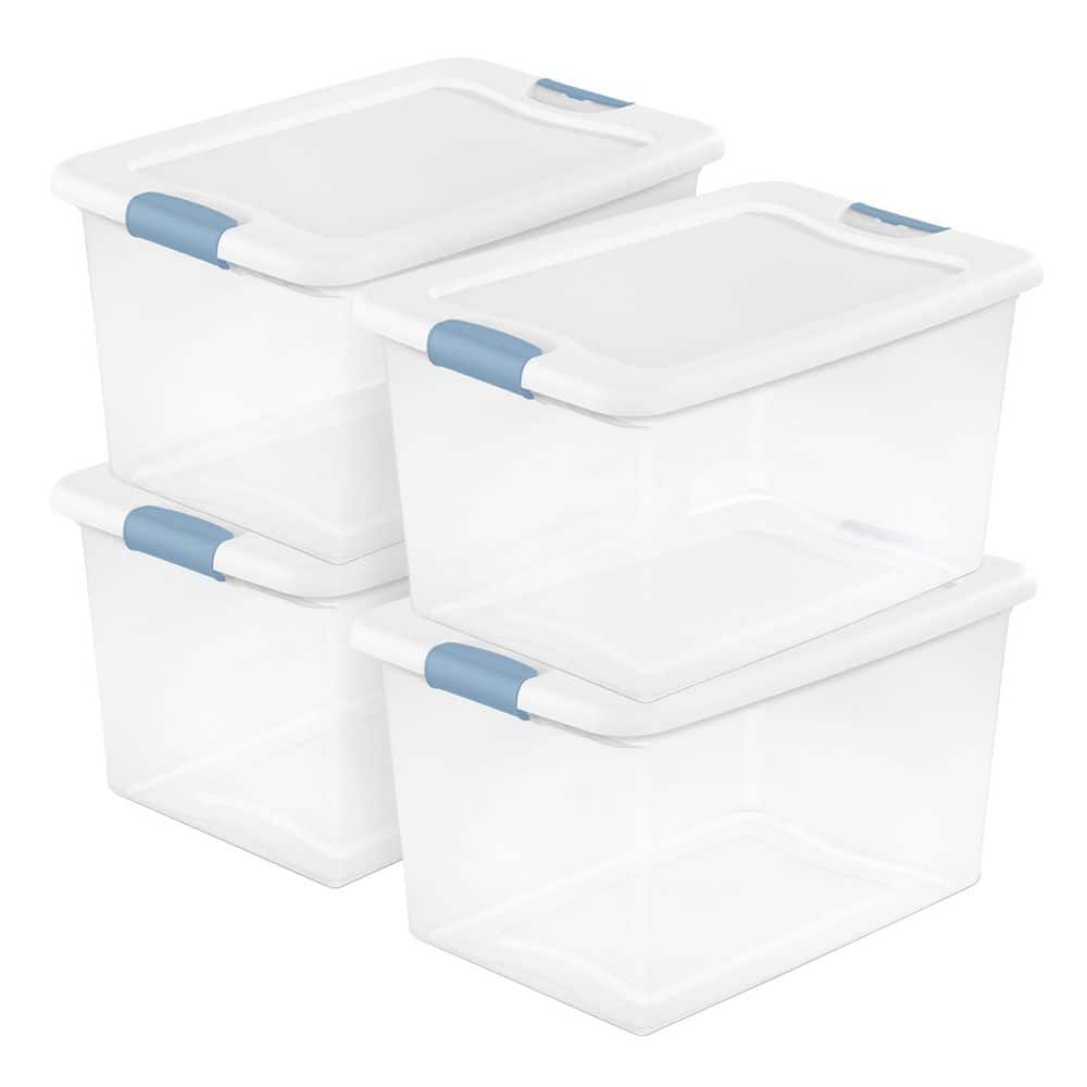 Sterilite 64 qt. Storage Box in Clear with White Lid (4-Pack