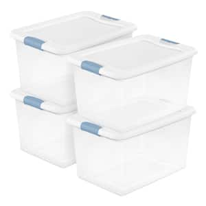 64 qt. Storage Box in Clear with White Lid (4-Pack)