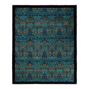 One-of-a-Kind Contemporary Black 8 ft. x 10 ft. Hand Knotted Floral Area Rug
