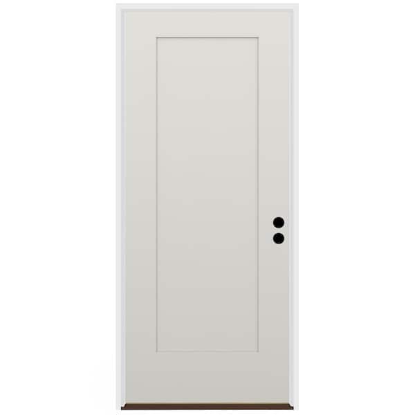 36 in. x 80 in. 1-Panel Left-Hand/Inswing Unfinished Primed White Fiberglass Prehung Front Door w/4-9/16 in. Jamb Size
