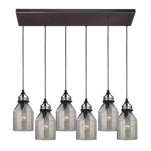 Dales 6-Light Oil Rubbed Bronze Mini Pendant Light with Glass Shade