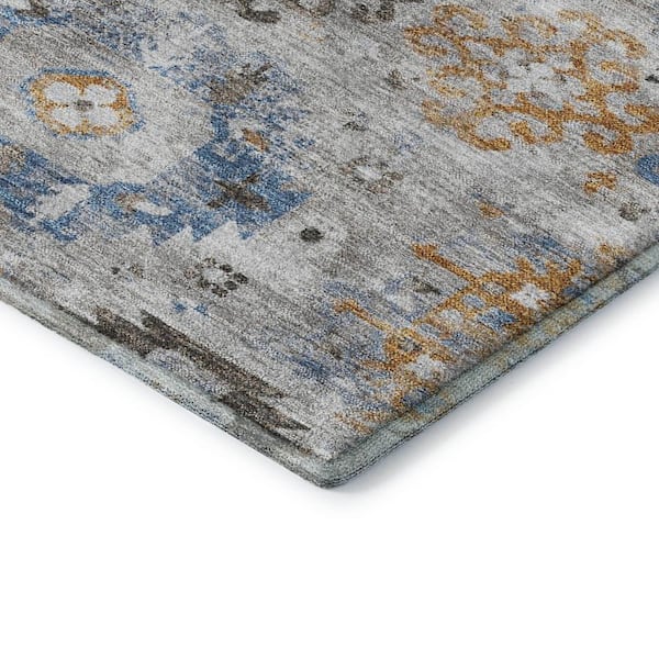 Mayfield Premium Machine Washable Abstract AMF2198 Gray 10 ft. x 14 ft. Area Rug