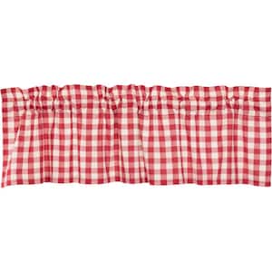 Annie Buffalo Check 60 in. W x 16 in. L Cotton Straight Edge Rod Pocket Farmhouse Kitchen Curtain Valance in Red White