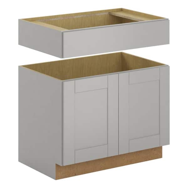 Hampton Bay Princeton Shaker Assembled 36x34.5x24 in. Accessible Sink Base Cabinet in Warm Gray