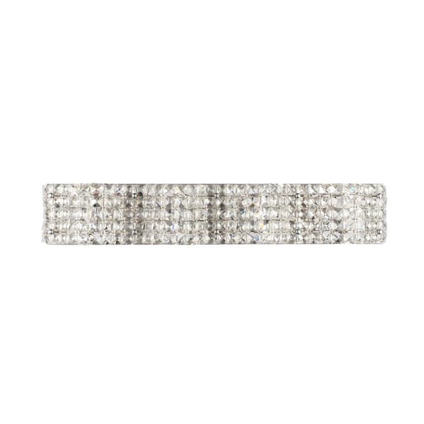 Unbranded Timeless Home Oliver 26.8 in. W x 4.7 in. H 4-Light Chrome and Clear Crystals Wall Sconce