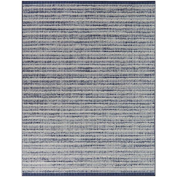 BALTA Connell Blue 7 ft. 10 in. x 10 ft. Trellis Indoor/Outdoor Area Rug