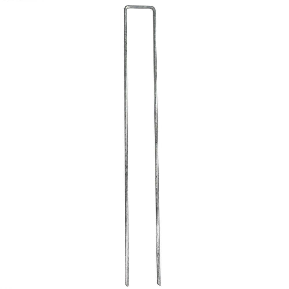 12" Galvanized Steel U-Shaped Garden Landscape Staples - 25 Pack