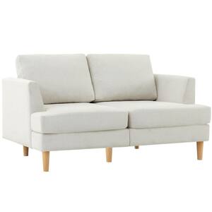 Sofas 56 ft. x 35 ft. Straight Arm Polyfiber Rectangle Reclining Loveseat Sofa in. Beige