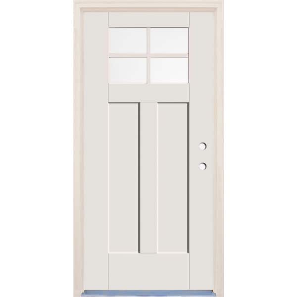 Builders Choice 36 in. x 80 in. Left-Hand Clear Glass Unfinished Fiberglass Prehung Front Door with 4-9/16 in. Frame and Nickel Hinges