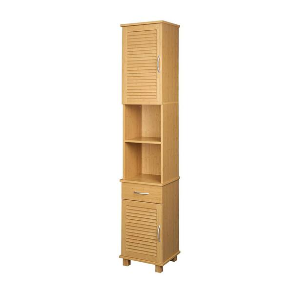 Unbranded Grenier 13.78 in. W x 11.73 in. D x 73.23 in. H Brown MDF Freestanding Linen Cabinet with Waterproof in Brown